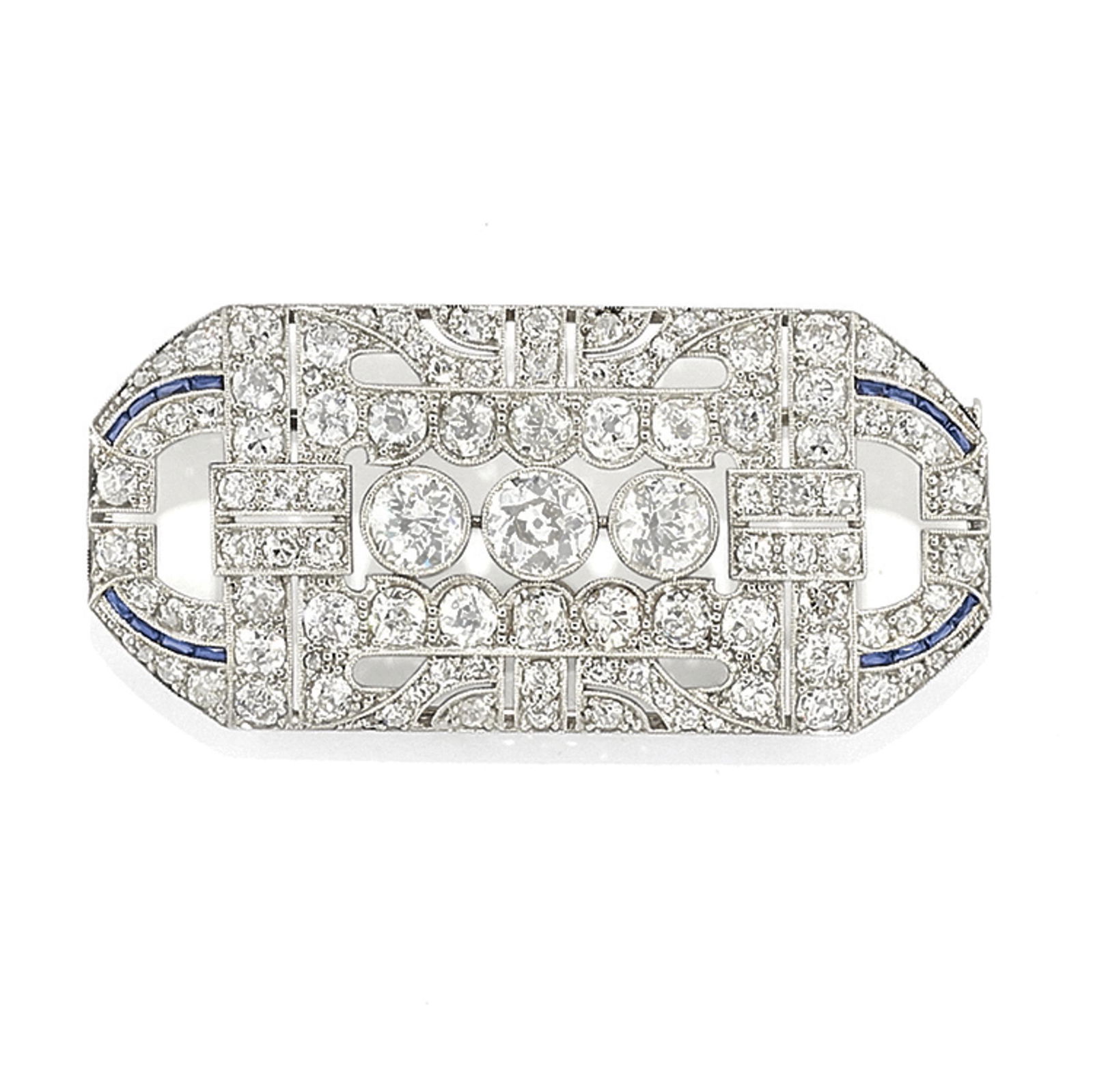 BROCHE Ã‰PINGLE SAPHIRS SYNTHÃ‰TIQUES ET DIAMANTS, (1 of 1)