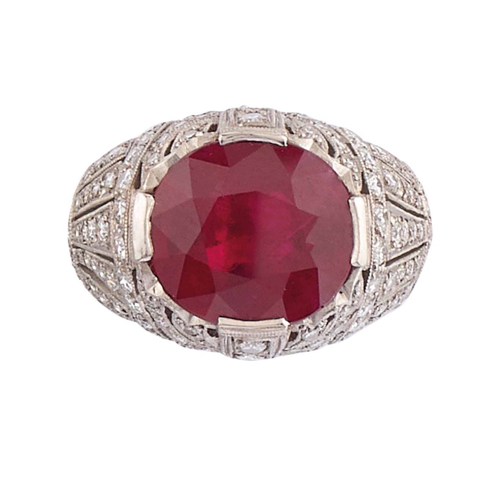 BAGUE EN PLATINE, RUBIS ET DIAMANTS (1 of 2)