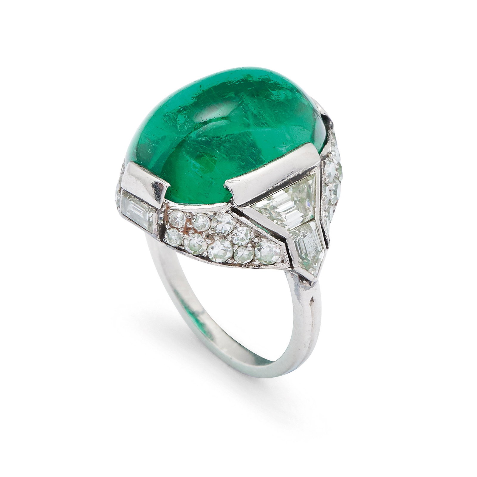 BAGUE EN PLATINE, Ã‰MERAUDE ET DIAMANTS (1 of 2)