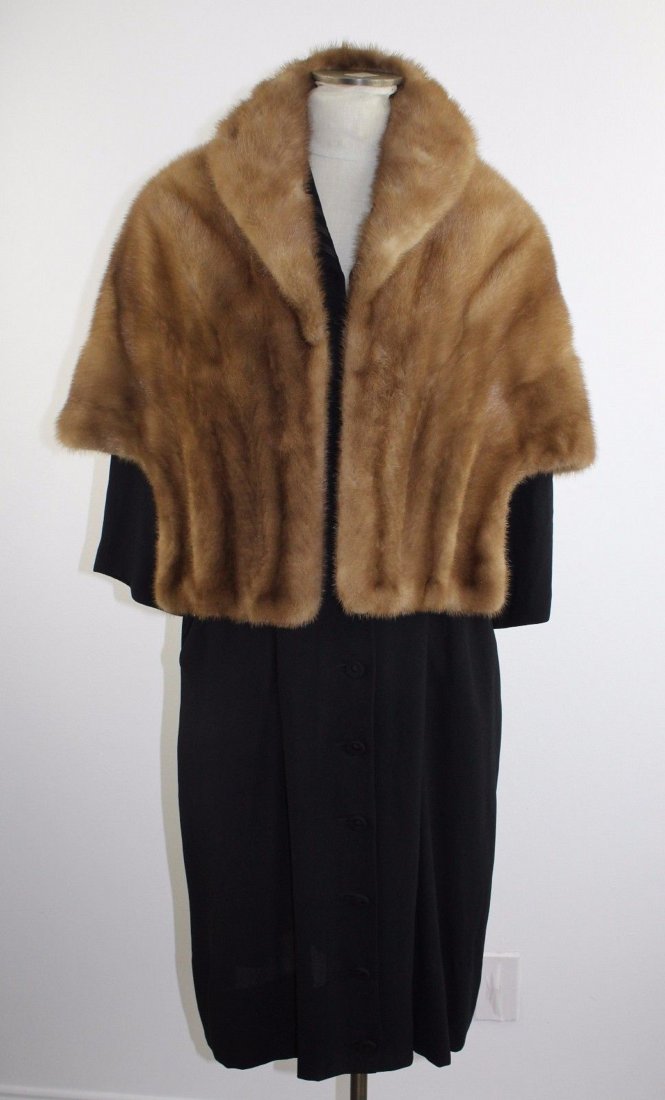 Vintage 50's 60's Fawn Brown Mink Fur Stole Cape Shawl (1 of 6)