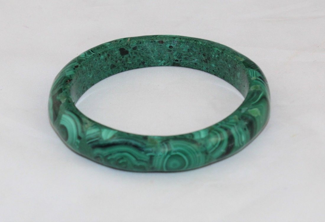 Vintage Green Malachite 1/2" Wide Bangle Bracelet 50g (1 of 4)
