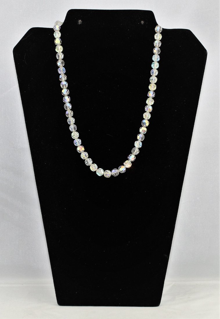 Aurora Borealis Crystal  Bead Sterling Chain Necklace (1 of 4)