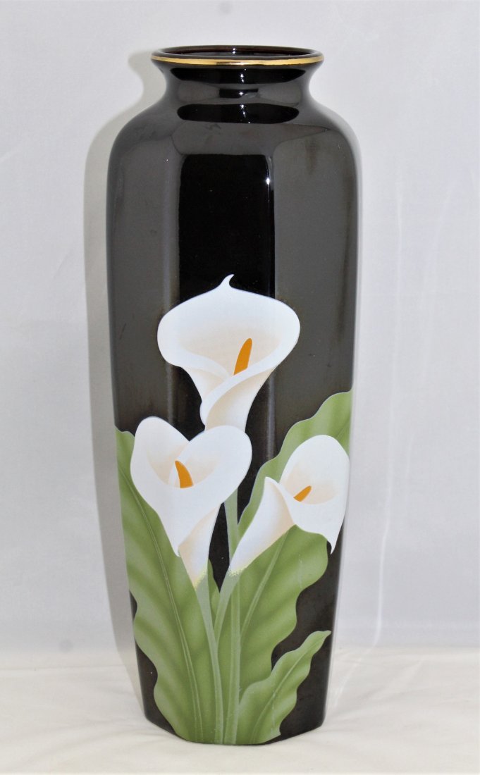 Otagiri Ceramic Calla Lily Octagonal Vase 11" - Japan (1 of 6)