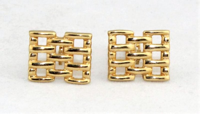 Vintage 14K Yellow Gold Weave Design Cuff Links 8.4 g (1 of 9)