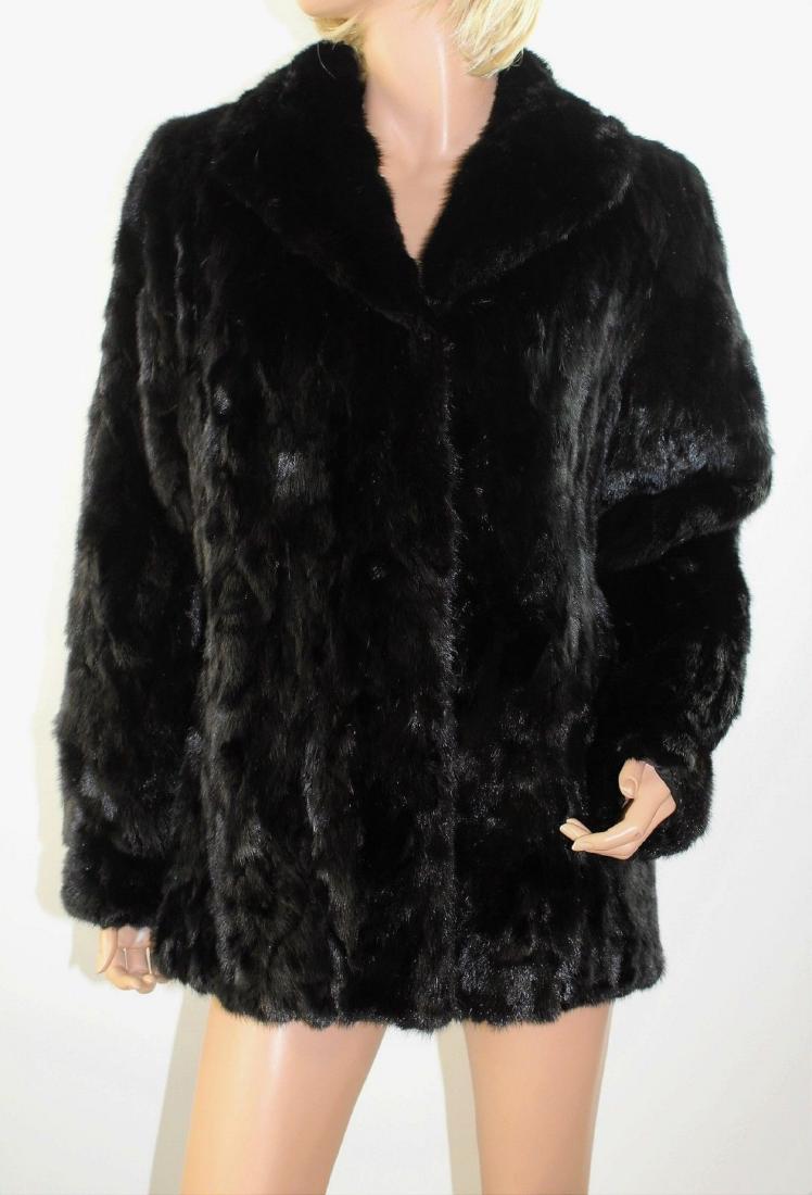 Black Sheared Plush Thick Mink Jacket Coat - Size M (1 of 8)