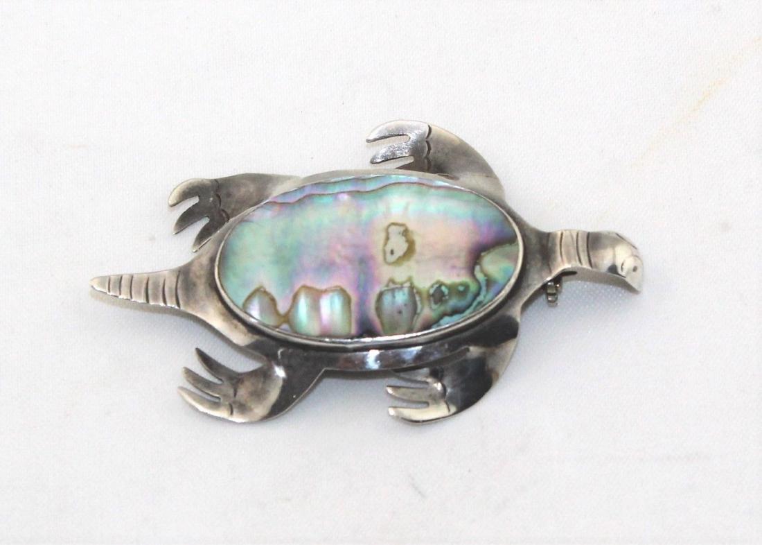 Vintage TAXCO Sterling Silver Abalone Sea Turtle Brooch (1 of 2)