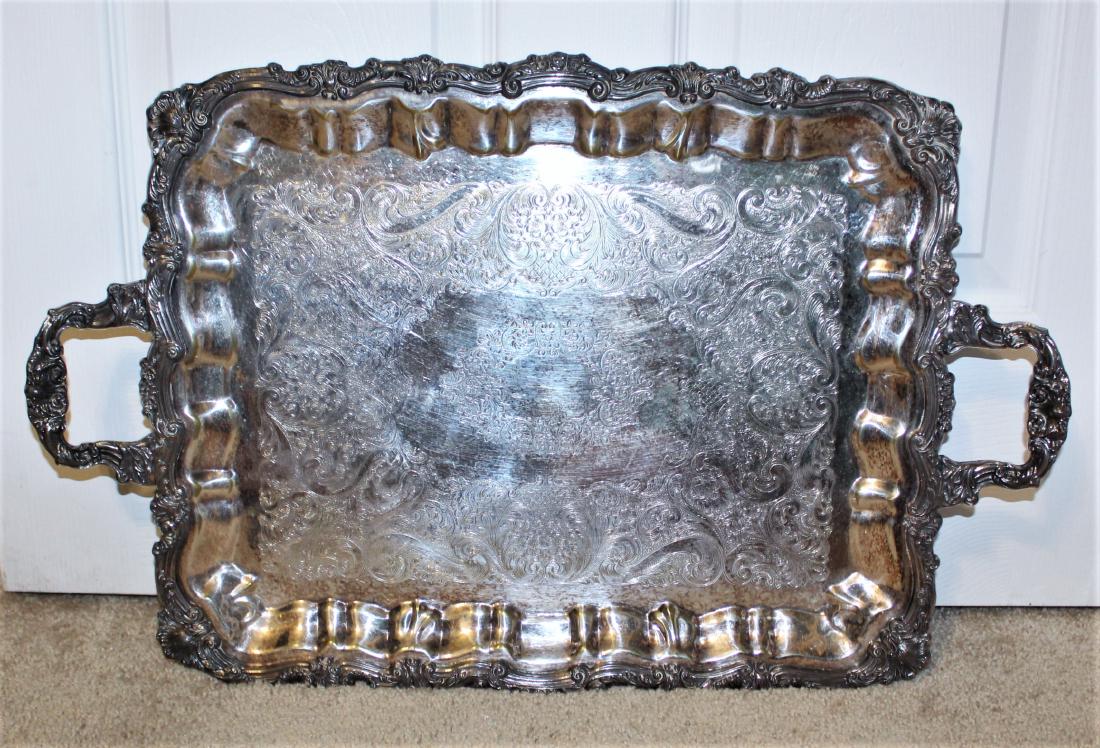 SHERIDAN SILVER PLATE Large Footed Handled Serving Tray (1 of 4)