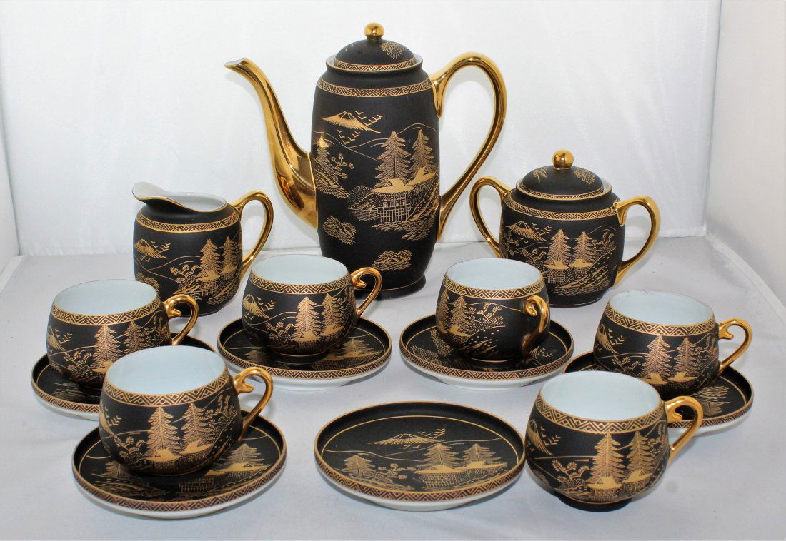 Japanese Kutani Lithophane 18 Piece Tea Set