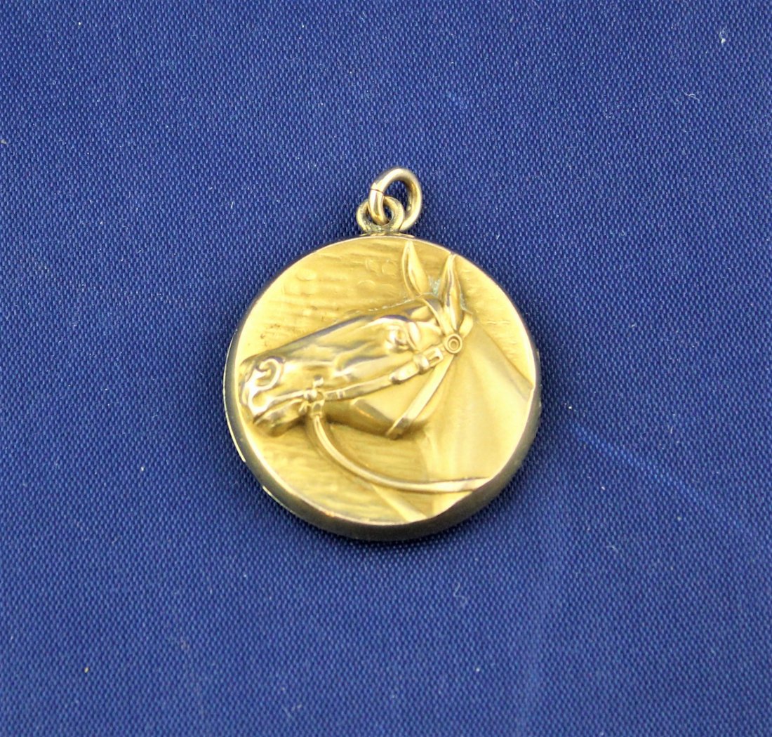 Antique Victorian 12K GF Horse Locket Pendant by S&BL (1 of 3)