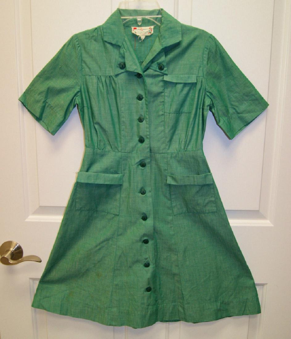 Vintage Girl Scouts Of American Button Up Green Uniform (1 of 7)