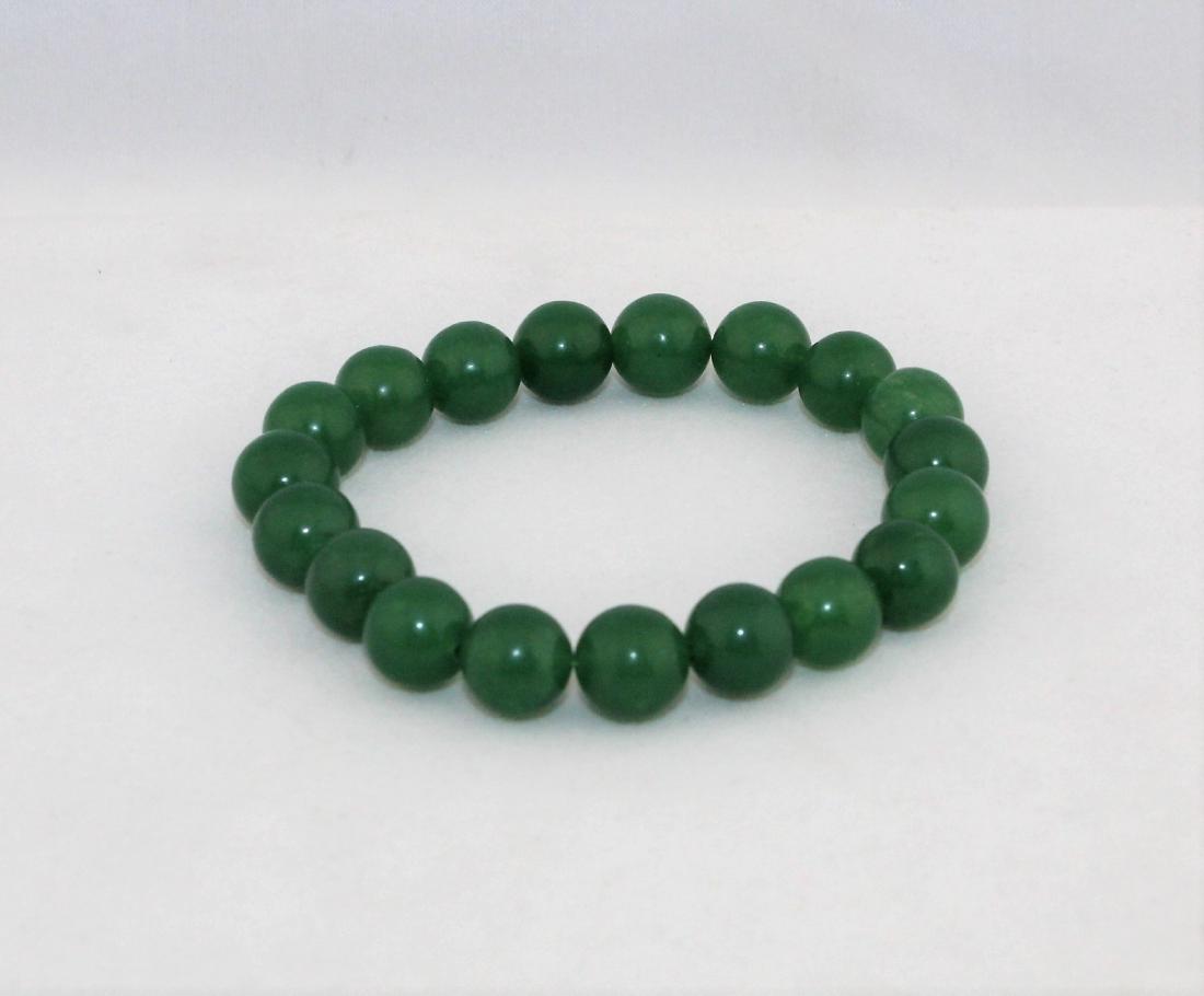 Spinach Green Jade 10 mm Bead Stretch Bracelet (1 of 4)