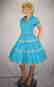Vintage 50's Blue Rockabilly Fiesta Patio Squaw Dress