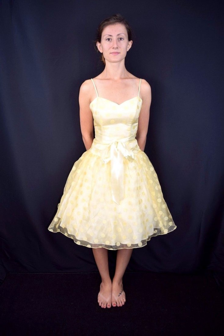 Vintage Strapless Yellow Party Dress by Roberta Size S (1 of 8)