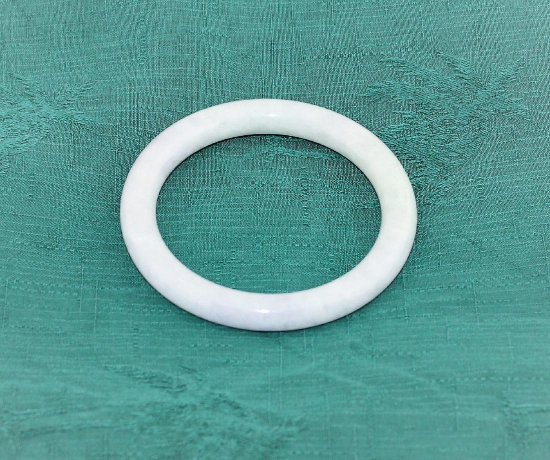 Carved Icy White Jade Bangle Bracelet (1 of 3)