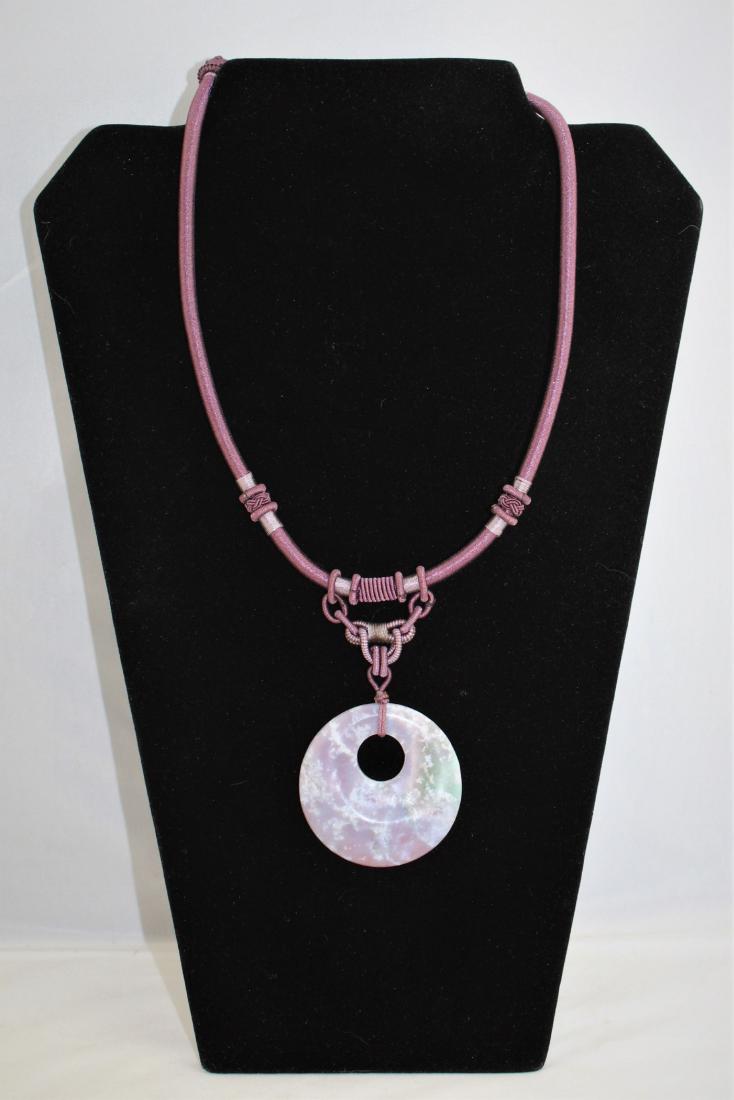 Carved Lavender Jade Medallion on Cord Necklace (1 of 4)