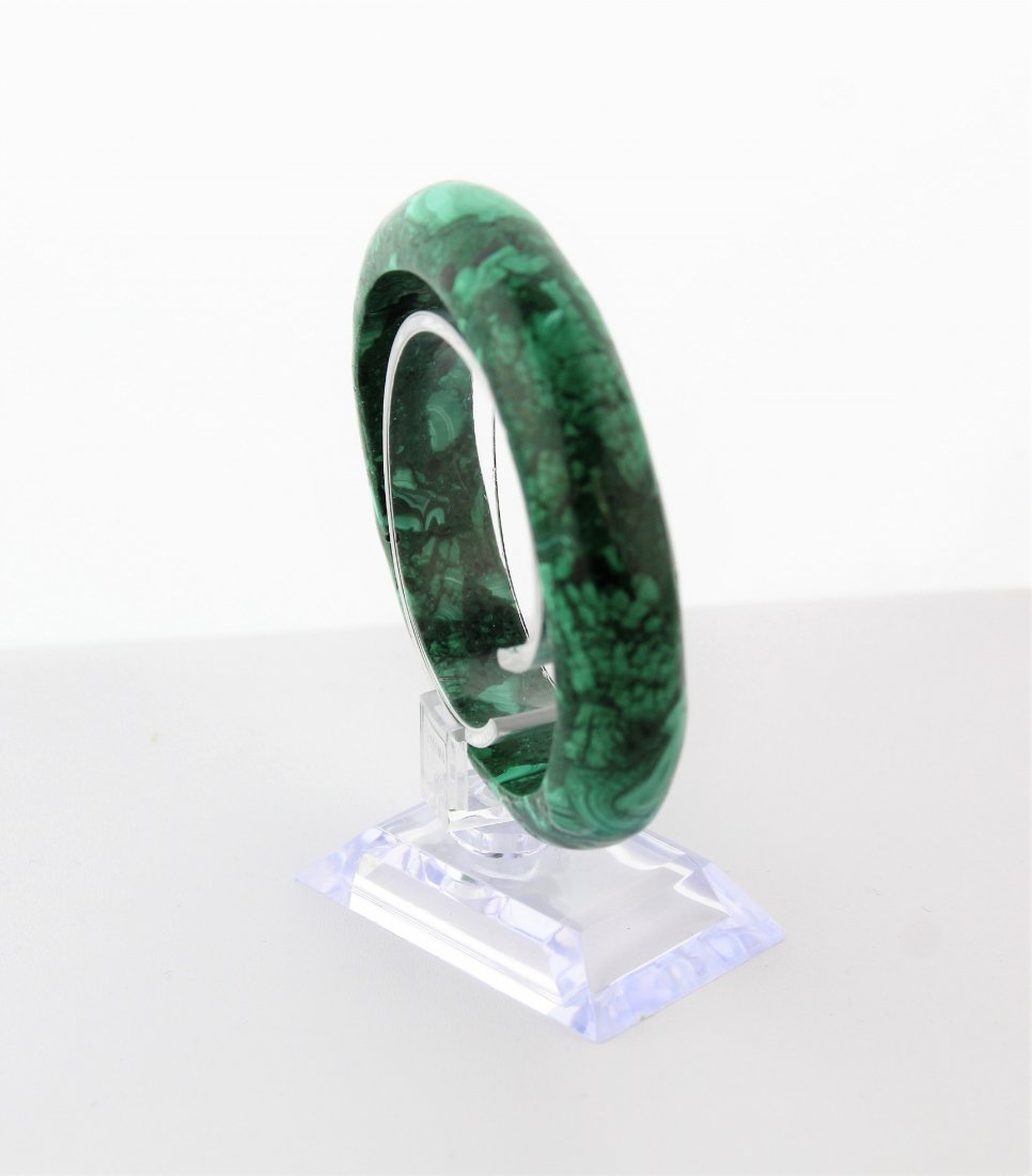 Huge Vintage Solid Malachite Bangle Bracelet (1 of 2)
