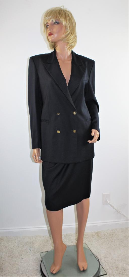 Vintage 80s Blue Wool Skirt Suit by BURBERRYS US Size 6 (1 of 8)