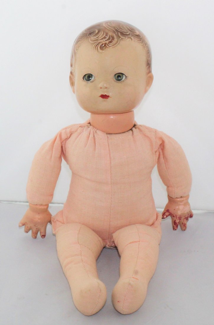 C. 1928 Effanbee Patsy Baby Composition & Cloth Doll: This is a vintage Circa 1928 Effanbee Patsy Baby Composition and cloth Doll. The Patsy line was made from 1928 to 1946. The earlier years were a combination of composition and cloth, but later, they w