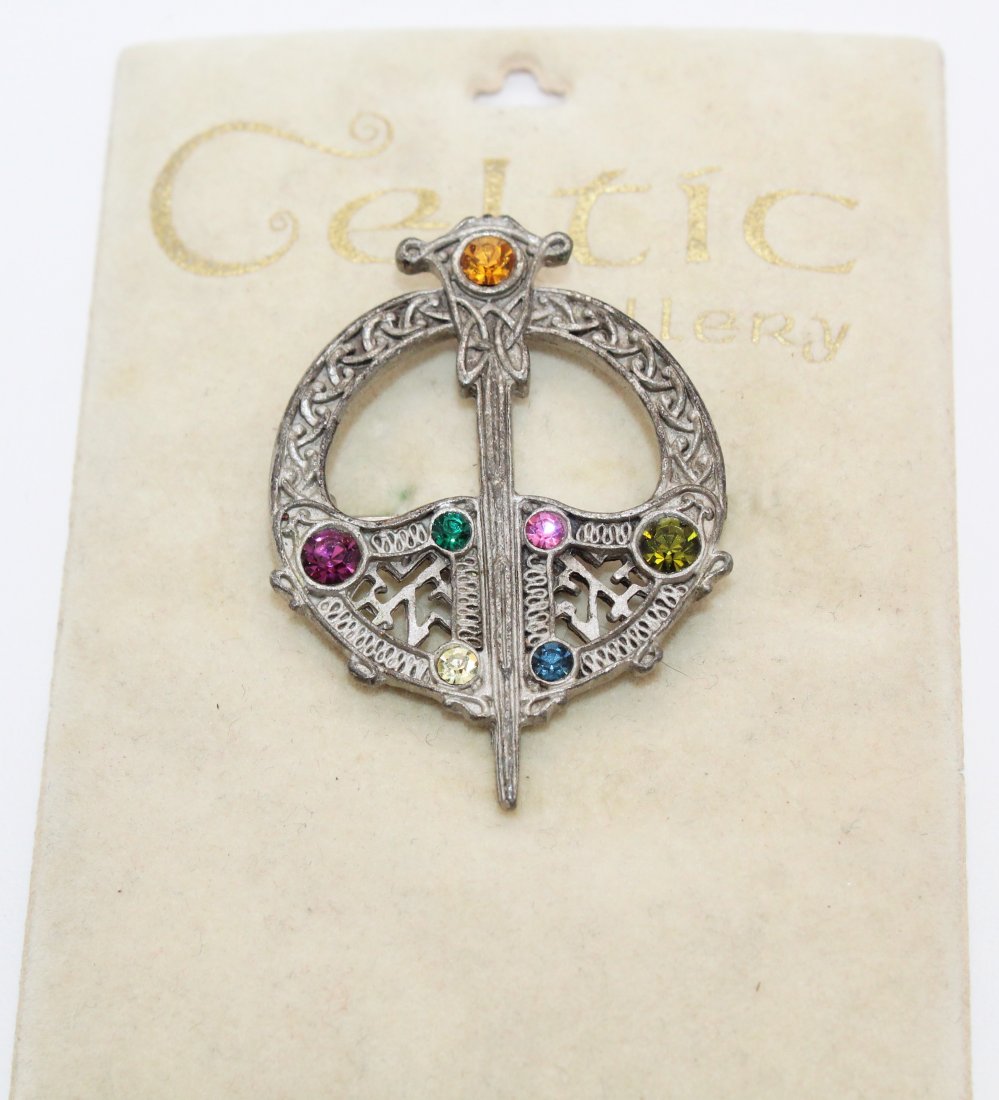 SOL D 'OR Celtic Jewelry Multi Color Rhinestone Brooch (1 of 4)