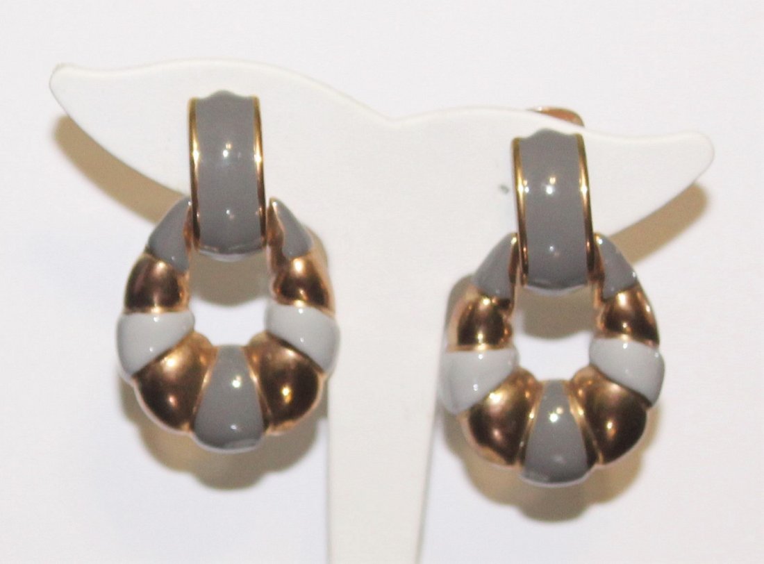 Vintage DONALD STANNARD Enamel Door Knocker Earrings (1 of 3)
