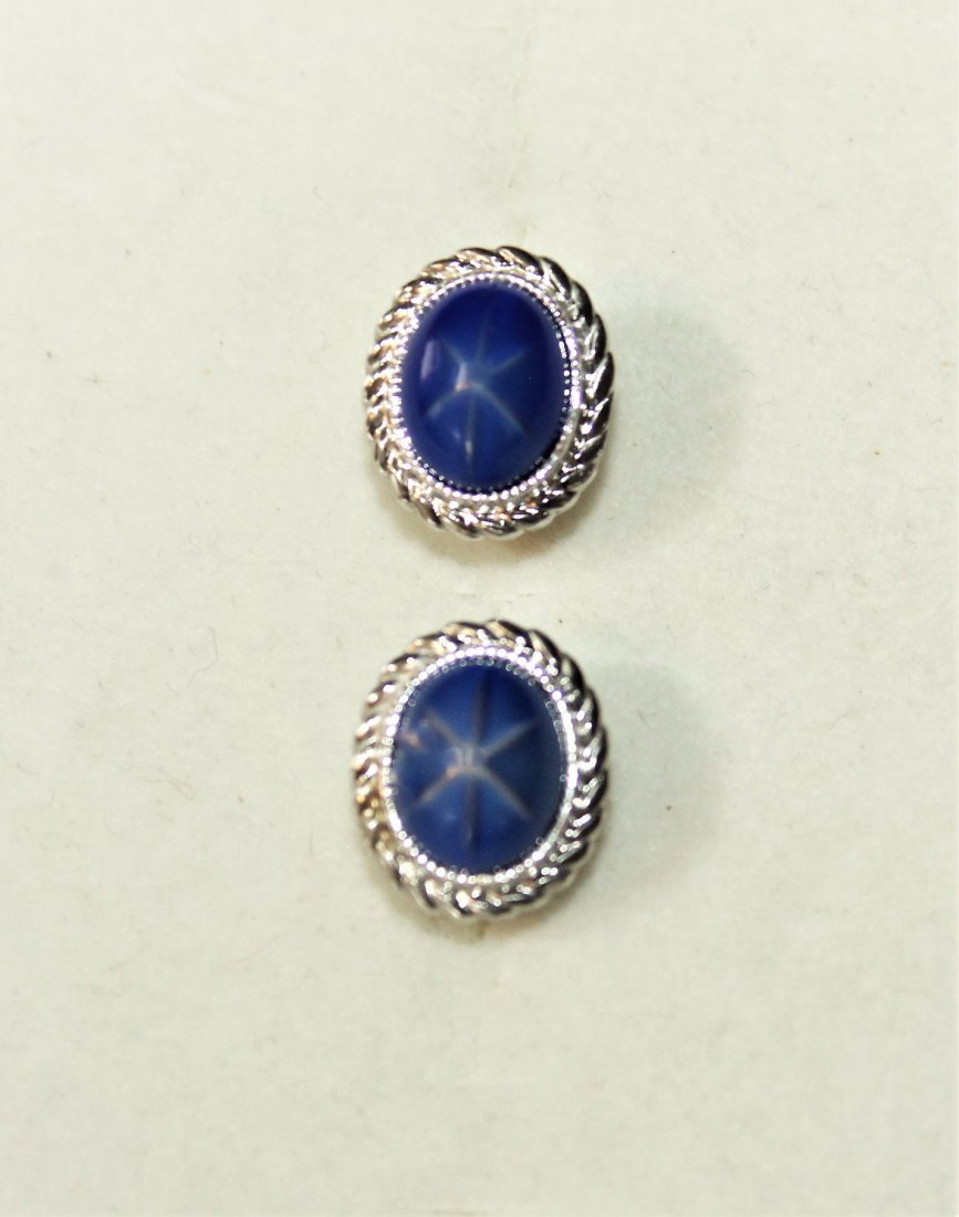 Sterling Silver Synthetic Blue Star Sapphire Cufflinks (1 of 4)