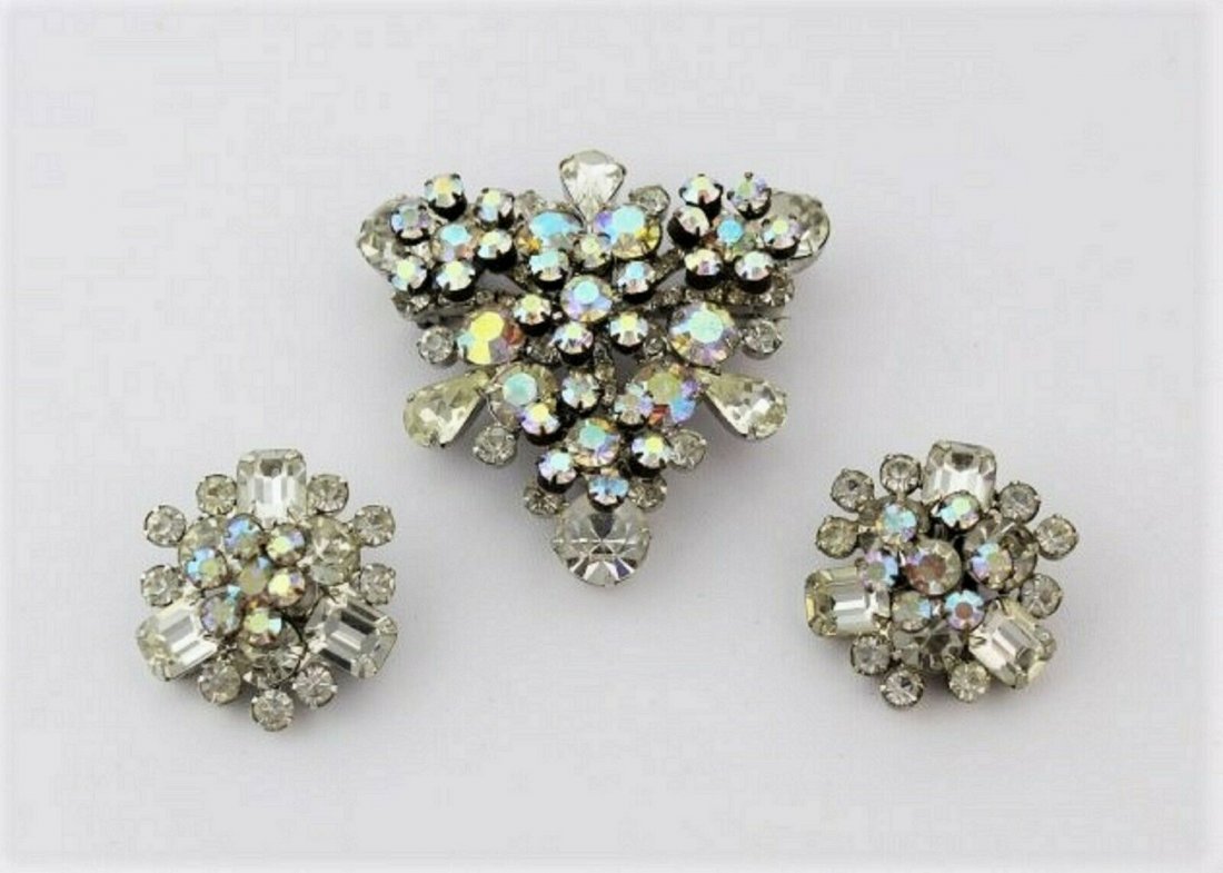Vintage JULIANA AB Rhinestone Brooch & Earring Set (1 of 2)