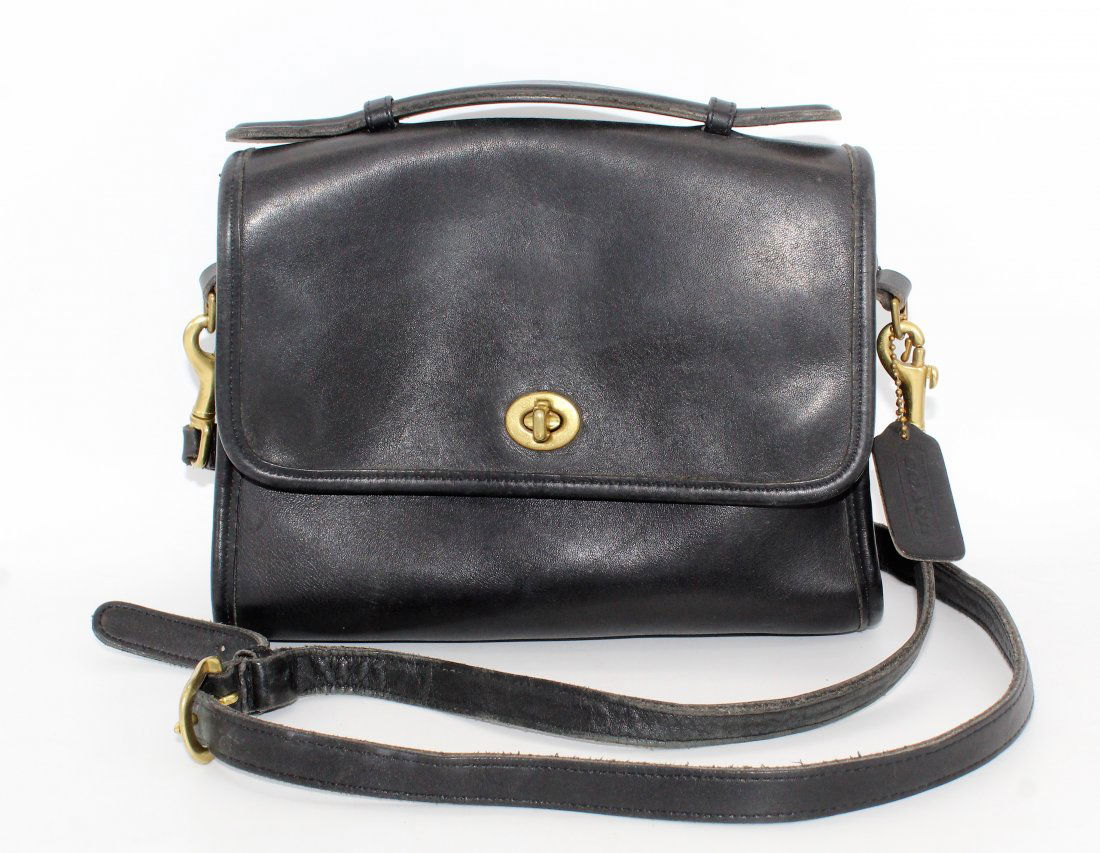 Black Leather Coach Shoulder Bag Purse (1 of 4)