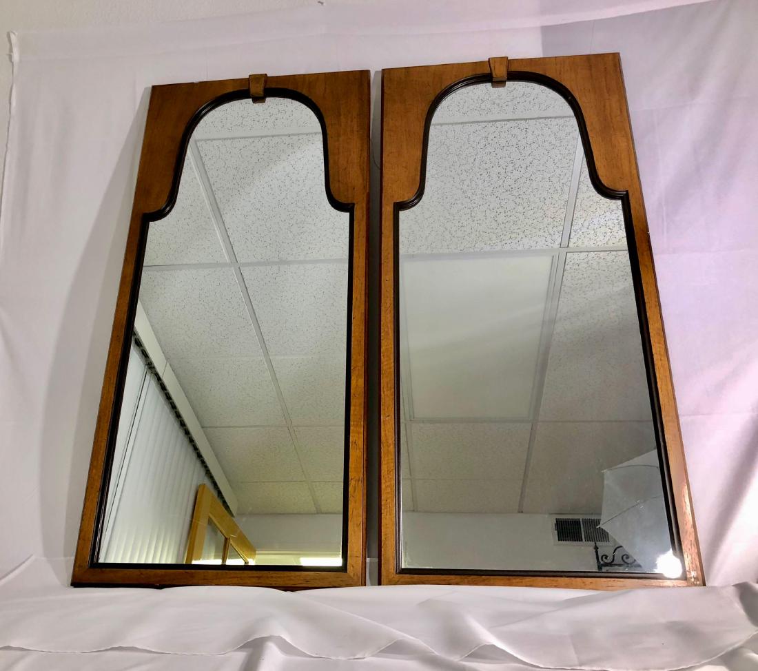 Pair of Two Tall Wood Mid Century Mirrors (1 of 2)