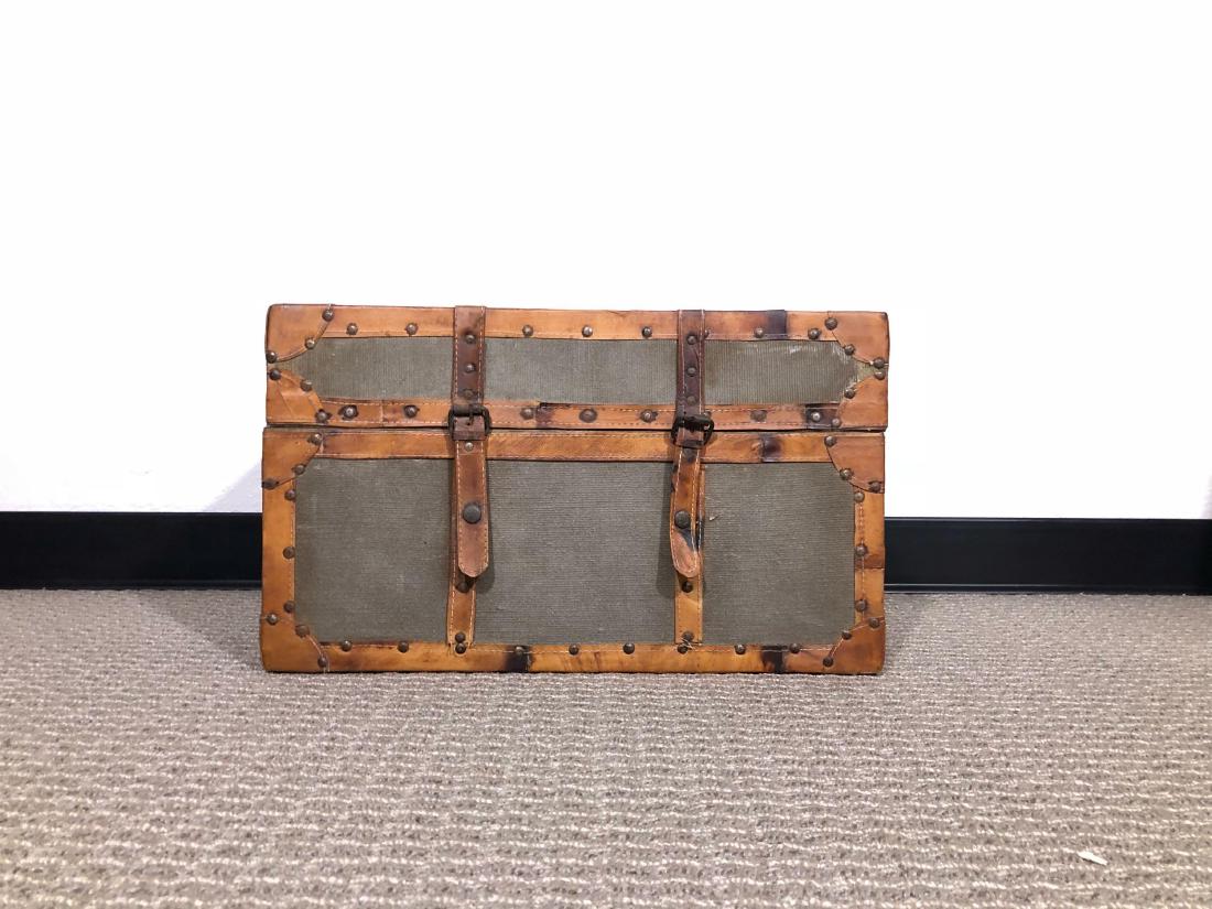 Small Leather and Corduroy Trunk (1 of 2)