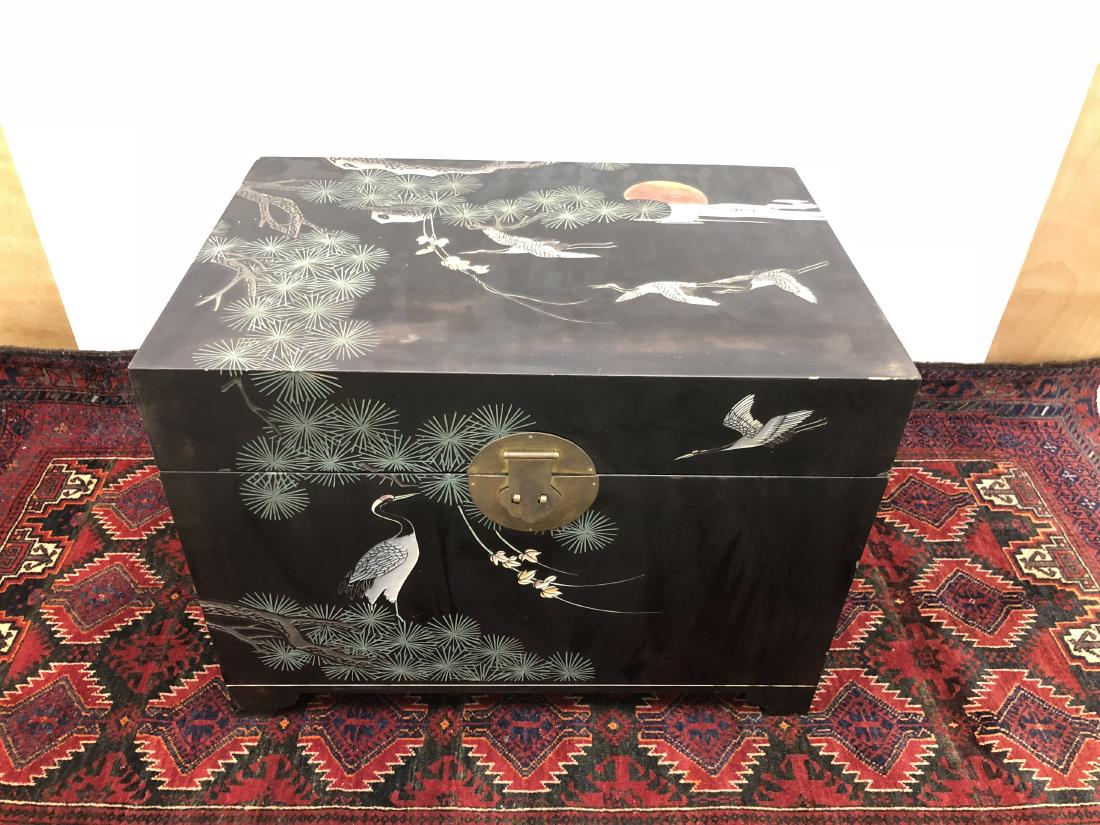 Black Engraved Painted Asian Trunk (1 of 8)