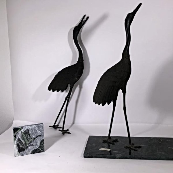 Pair of Antique Japanese Bronze Cranes (1 of 10)
