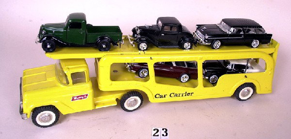 Buddy L car carrier w/ cars: Buddy L car carrier w/ cars