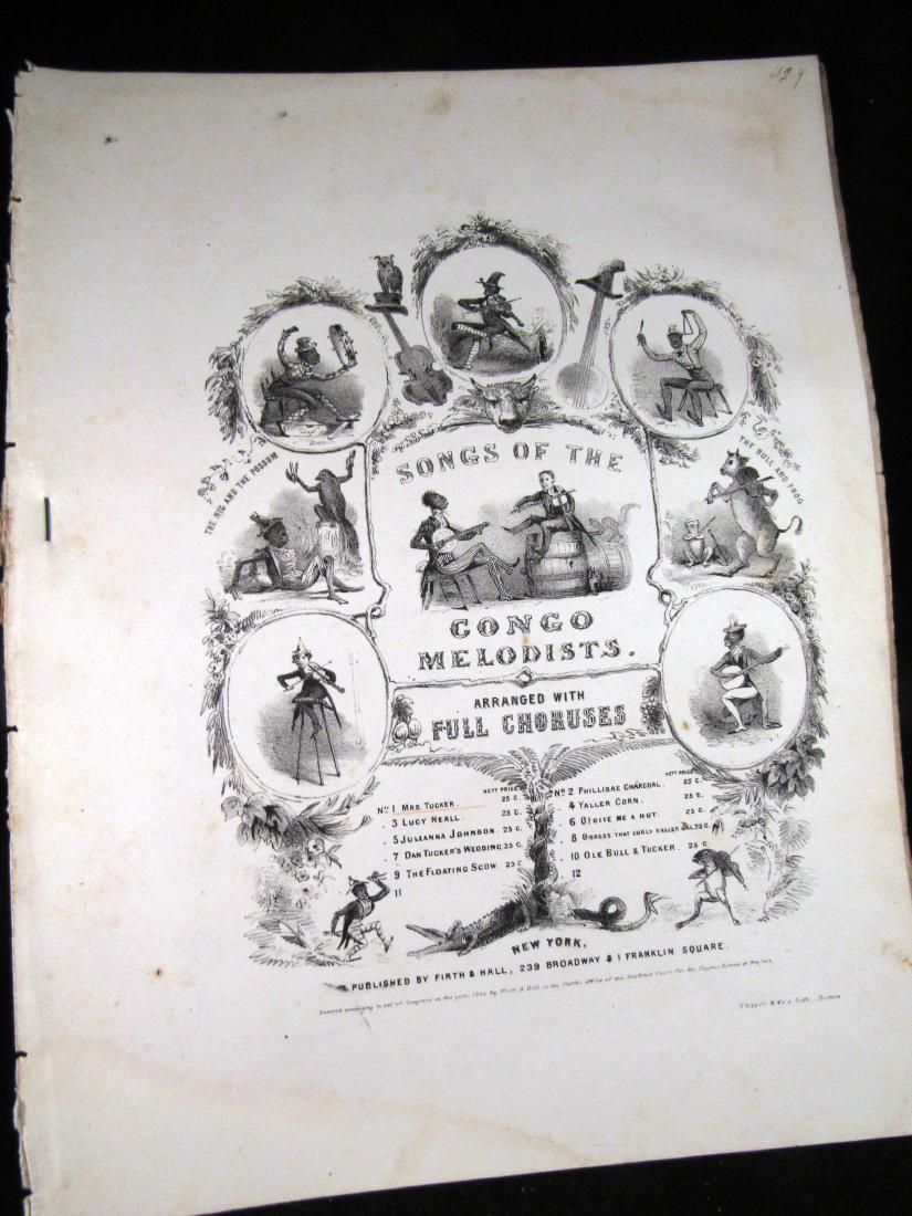 1844 Black Americana sheet music: . 1844"Songs of the Congo Melodists" -"Mrs. Tucker"arranged by J Buckley-Black Americana sheet music Pre Civil WarPublished by Firth & Hall, New York. 6 pages.