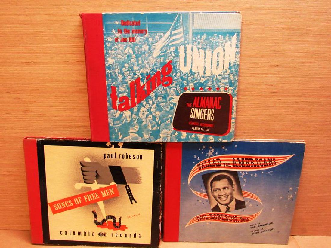 Paul Robeson 78 RPM Record sets (2) PLUS: Paul Robeson, American, (1898-1976) 78 RPM Record sets (2)+ "Talking Union"78RPM set. Paul Robeson was the son of a slave turned preacher, Robeson was known as an accomplished athlete, singer, actor, 
