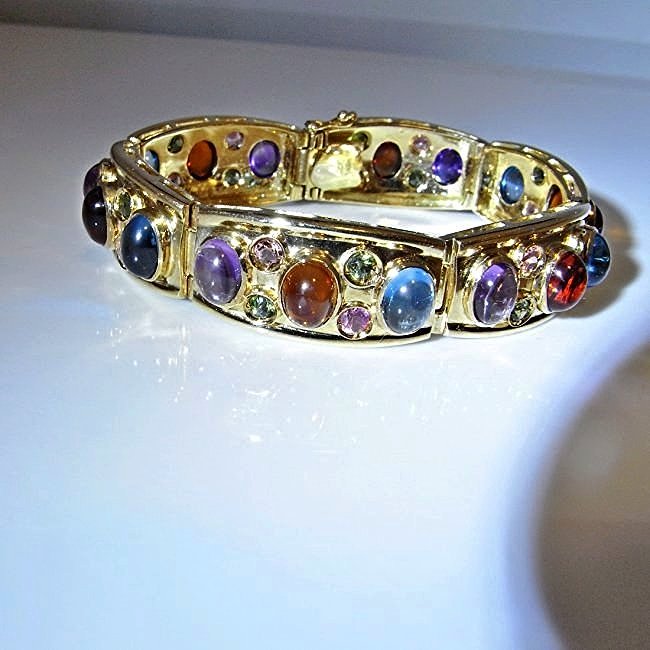TOURMALINE AMETHYST TOPAZ BRACELET BANGLE 14K GOLD (1 of 5)