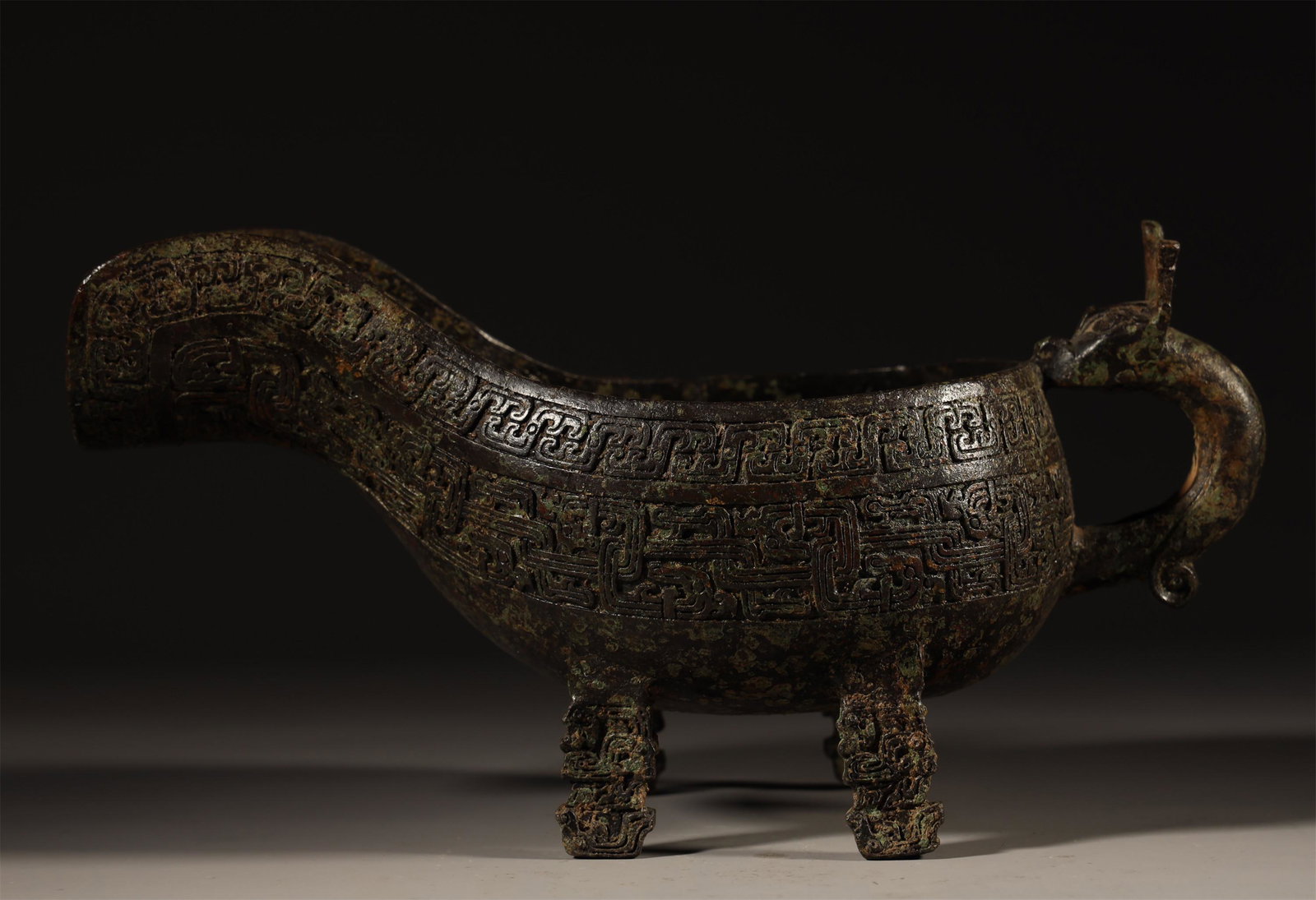 Bronze Wine Goblet: H: 16cm L: 31cm W: 14cm