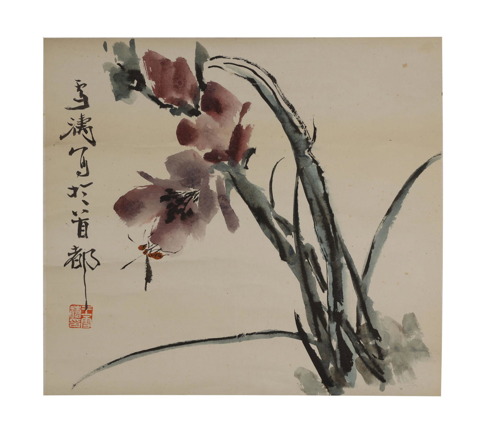 Wang Xuetao, Flowers Painting: L:29.5 W:33cm