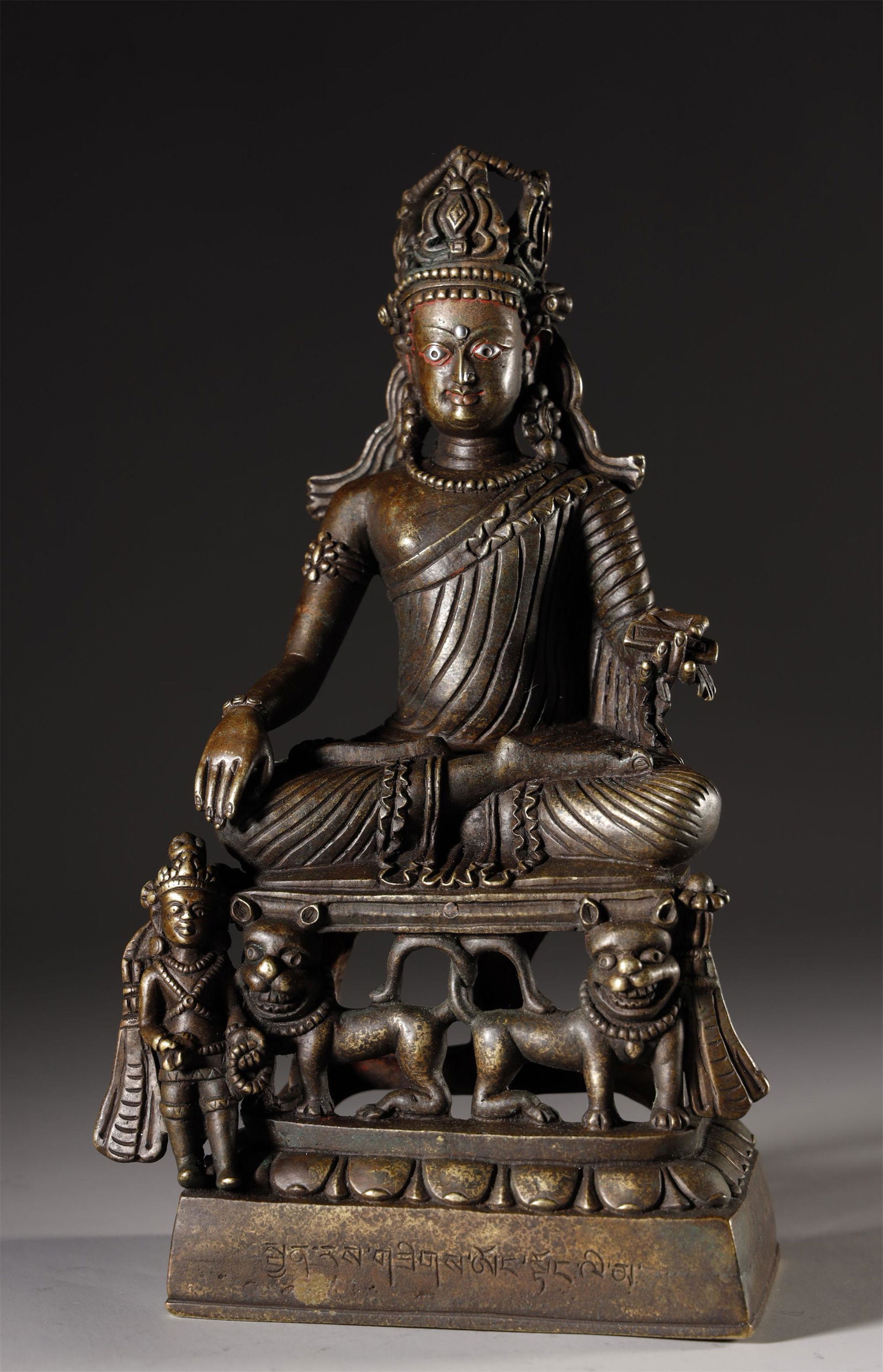 Tibet Alloy Copper Inlaid Silver Eyes Buddha Statue (1 of 7)