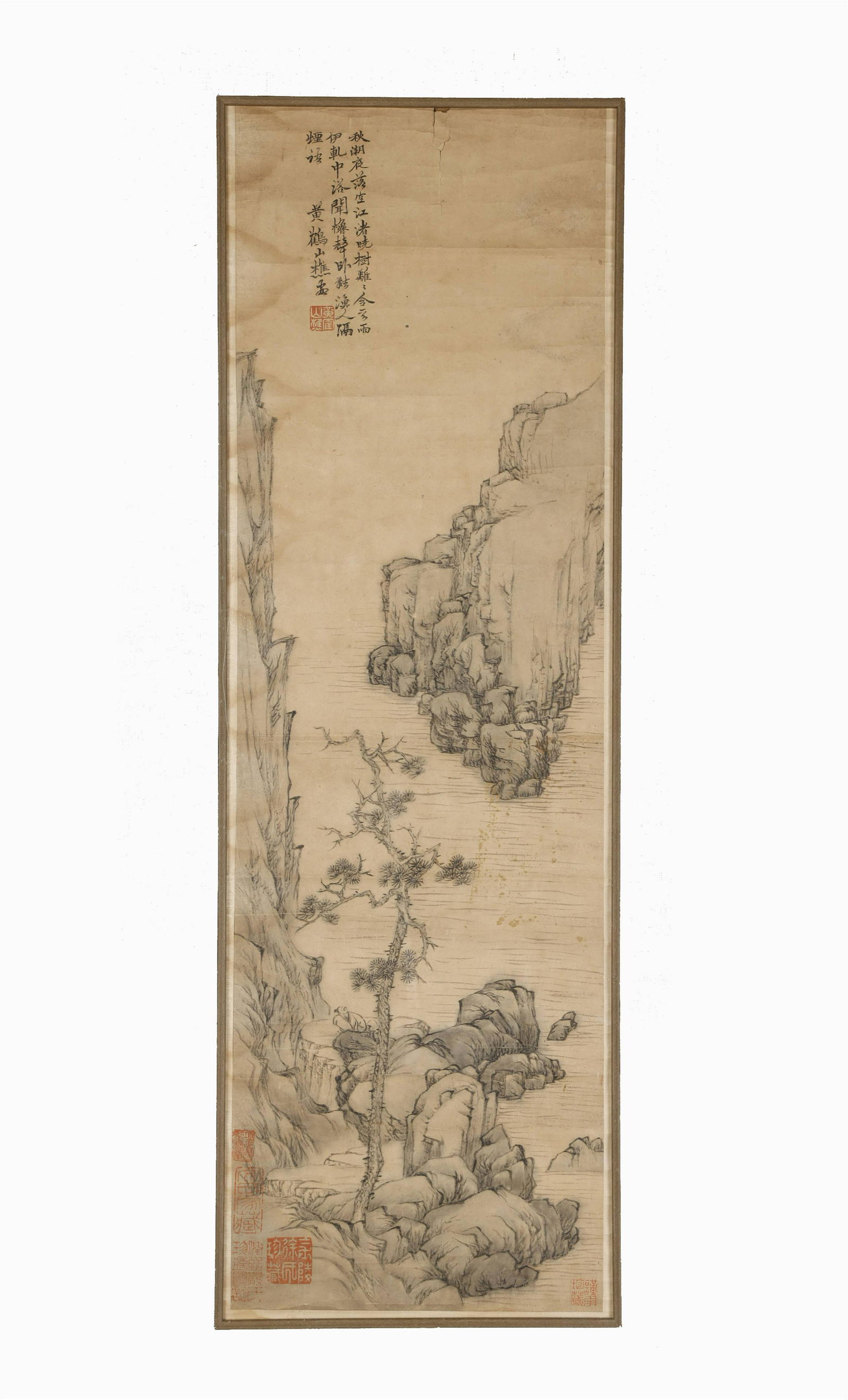 Wang Meng, Landscape Painting with Scroll: L:89.8cm W:29.6cm