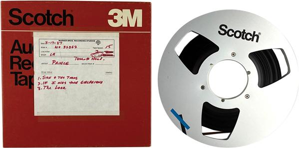 Prince “Sign O’ The Times” Original: Vintage original Scotch audio tape reel with a Warner Bros. Recording Studios slip affixed to the front of the box, stating, “Date: 3-17-87, WBR # WO 32362, Tape Speed: 15…Artist: Prince,