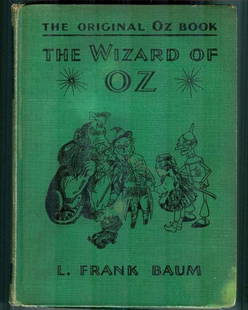 Frank Baum, Wizard of Oz, 1st film ed. 1939: "The Wizard of Oz": The Original Oz Book, "The New Wizard of Oz", by L. Frank Baum with pictures of W.W. Denslow, published by Bobbs-Merrill Company, first printing of the Special Movie Edition with s