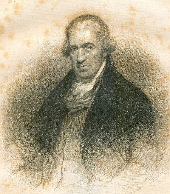 James Watt, steam engine inventor, 1855 engraving (1 of 3)
