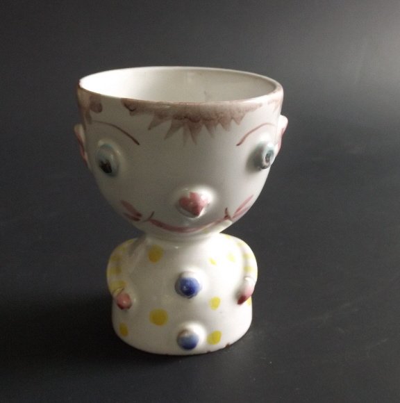 Italian mid-century hand-painted ceramic egg cup (1 of 6)
