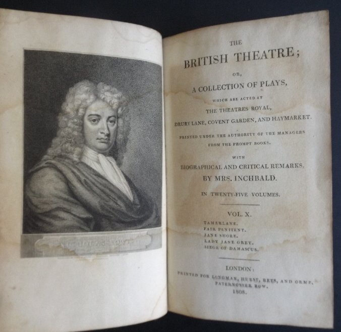 Rowe, Hughes, British Theatre, Plays, 1808, 1stEd. ill. (1 of 12)