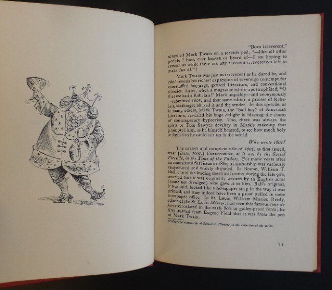 Mark Twain, 1601 or Conversations in Times of Tudors: "[Date: 1601.] Conversation, as it was by the Social Fireside, in the Time of the Tudors", by Mark Twain, Embellished with an illuminating Introduction by Franklin J. Meine. New York: Privately Printe