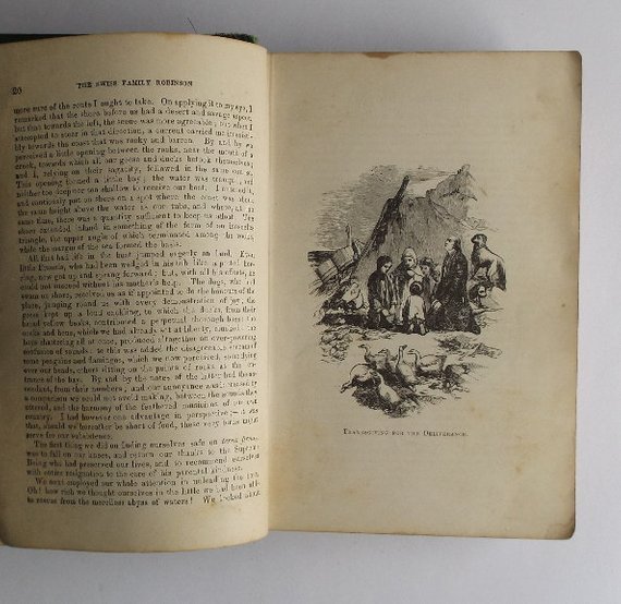 Wyss, Swiss Family Robinson Adventures 1875 complete: "The Swiss Family Robinson or Adventures of a Father and Mother and Four Sons in a Desert Island." With Map and illustrations. The Two Parts complete in One Volume, by David Wyss, with a Preface to th