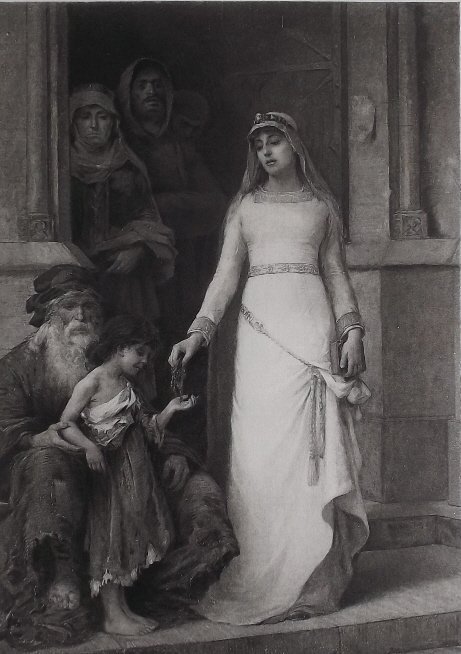 Blanche of Castile, Georges Moreau of Tours 1881: "Blanche of Castile", engraving after the painting by Georges Moreau of Tours, engraved by Goupil, original photogravure plate issued in 1881; printed on heavy stock paper; signed in plate "Georges Mo