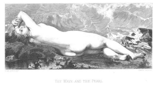 Paul-Jacques-Aime Baudry, The Wave and the Pearl: Antique steel engraving 1888. "The Wave and the Pearl", by Paul Baudry; engraved by Carey; genuine engraving on steel, printed on high quality heavy stock paper; published by Selmar Hess, NY 1888, sig