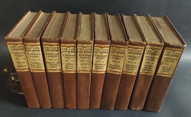 Thomas Paine, Life & Works complete 10vol. Ed 1925 ill.: "The Life and Works of Thomas Paine", complete in Ten Volumes, Patriot's Edition, edited by William Van der Weyde, with Introduction by Thomas A. Edison (February 11, 1847 - October 18, 1931); publish