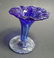 Cobalt Blue Flower Art Glass Vase hand blown - 5